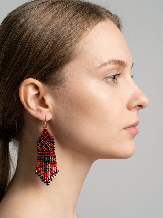 Vyshyvanka Inspired Beaded Dangle Earrings