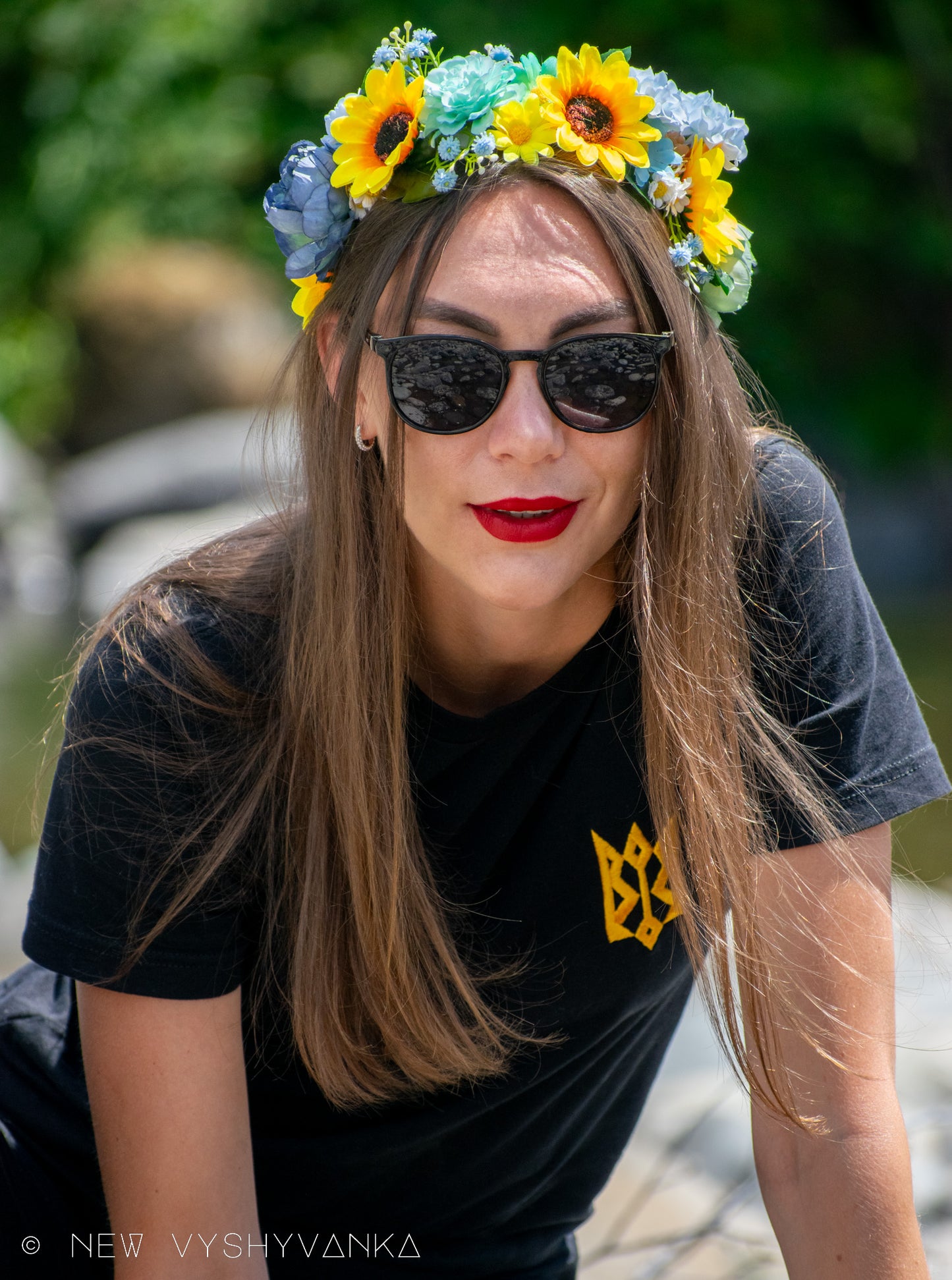 Blue And Yellow Mix Flower Crown Ukrainian Vinok