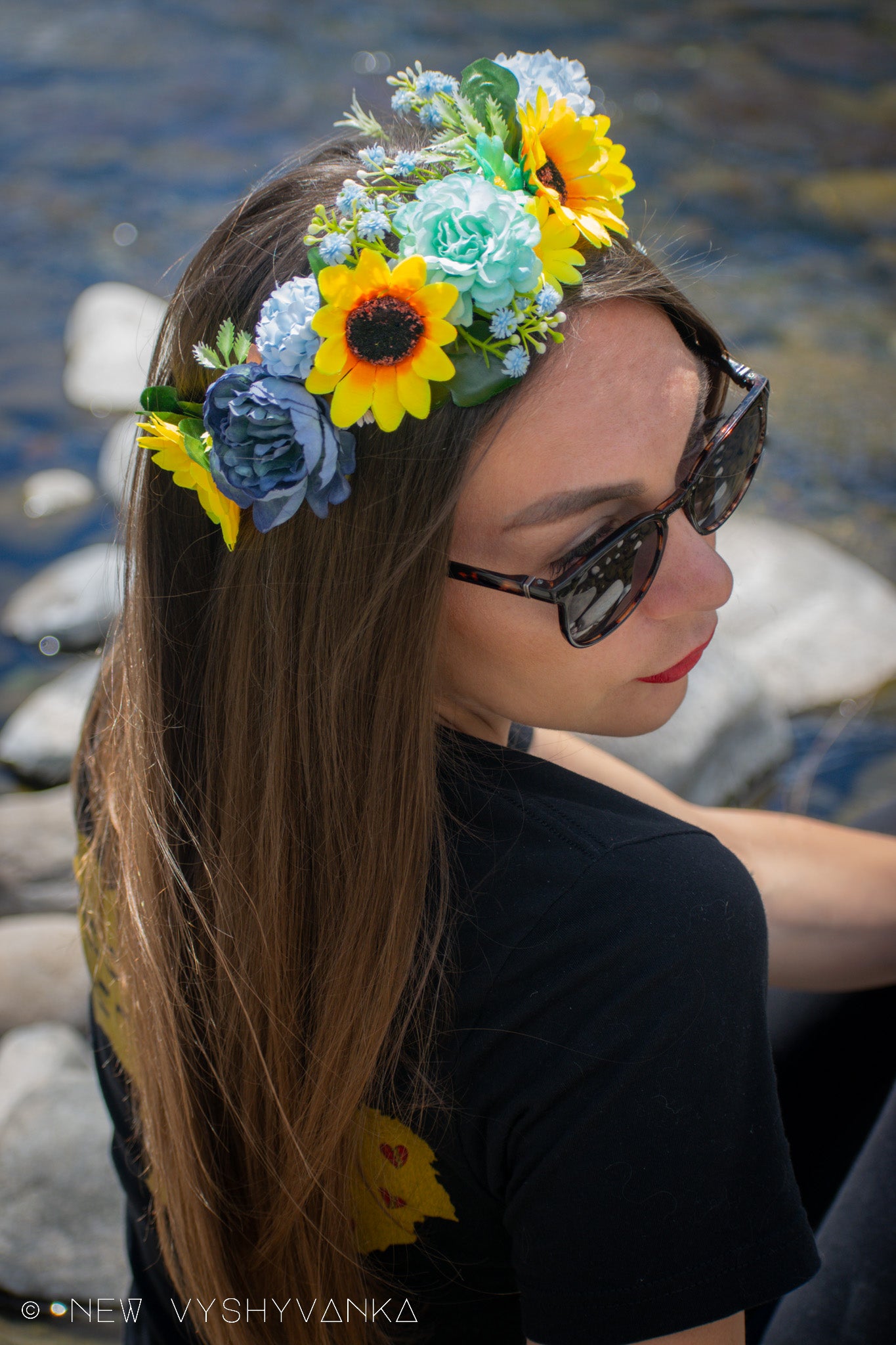 Blue And Yellow Mix Flower Crown Ukrainian Vinok