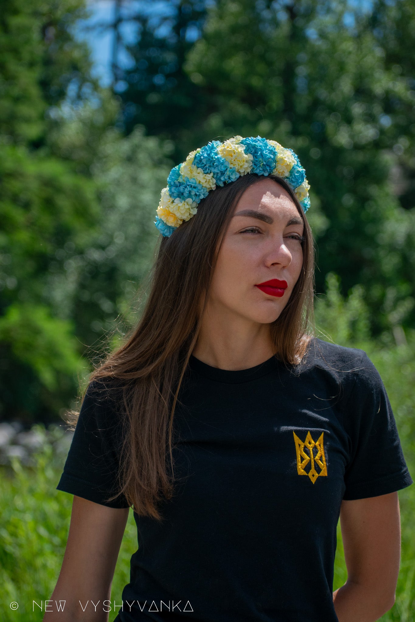 Blue and Yellow Flower Crown Ukrainian Vinok