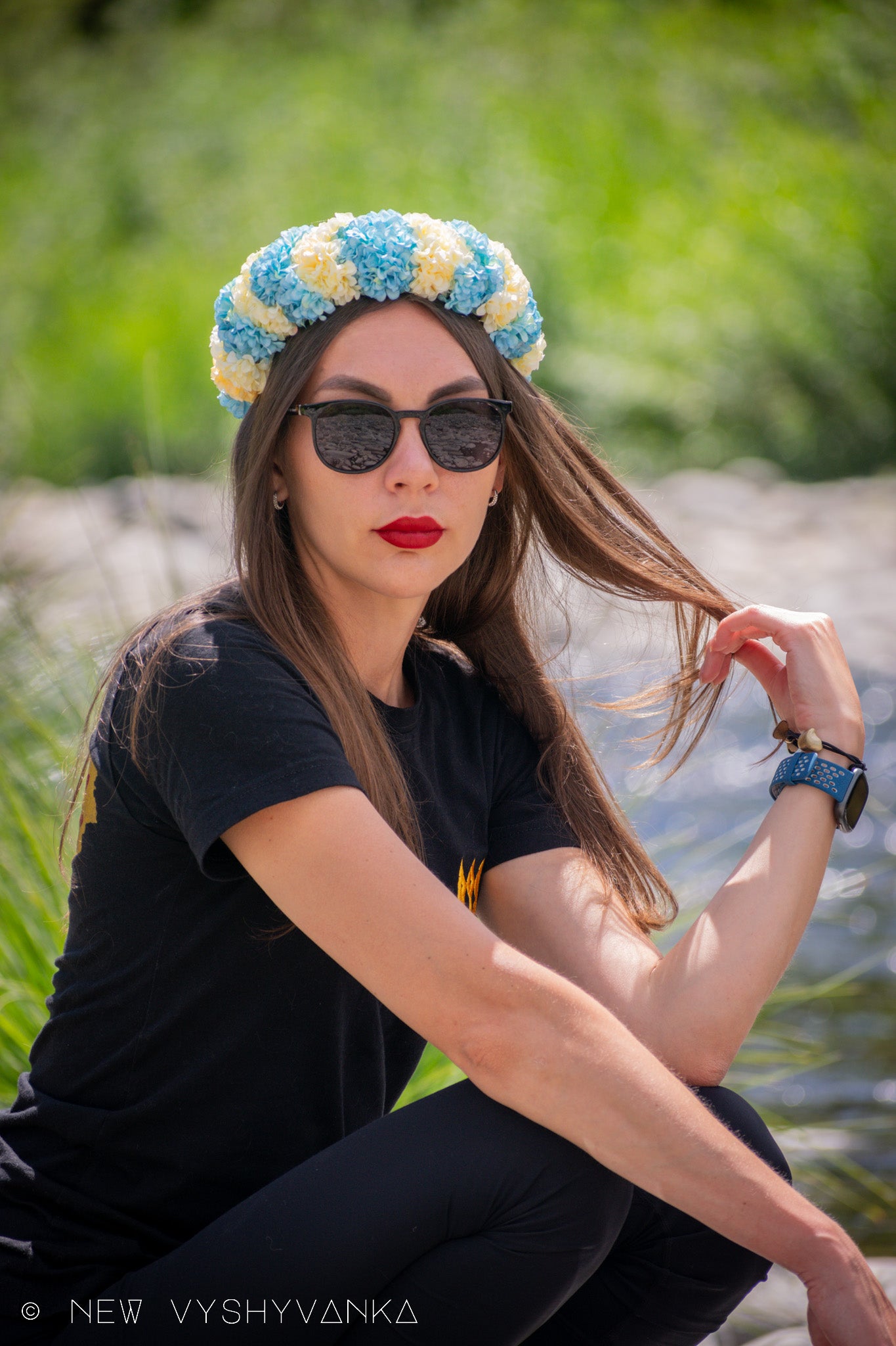 Blue and Yellow Flower Crown Ukrainian Vinok