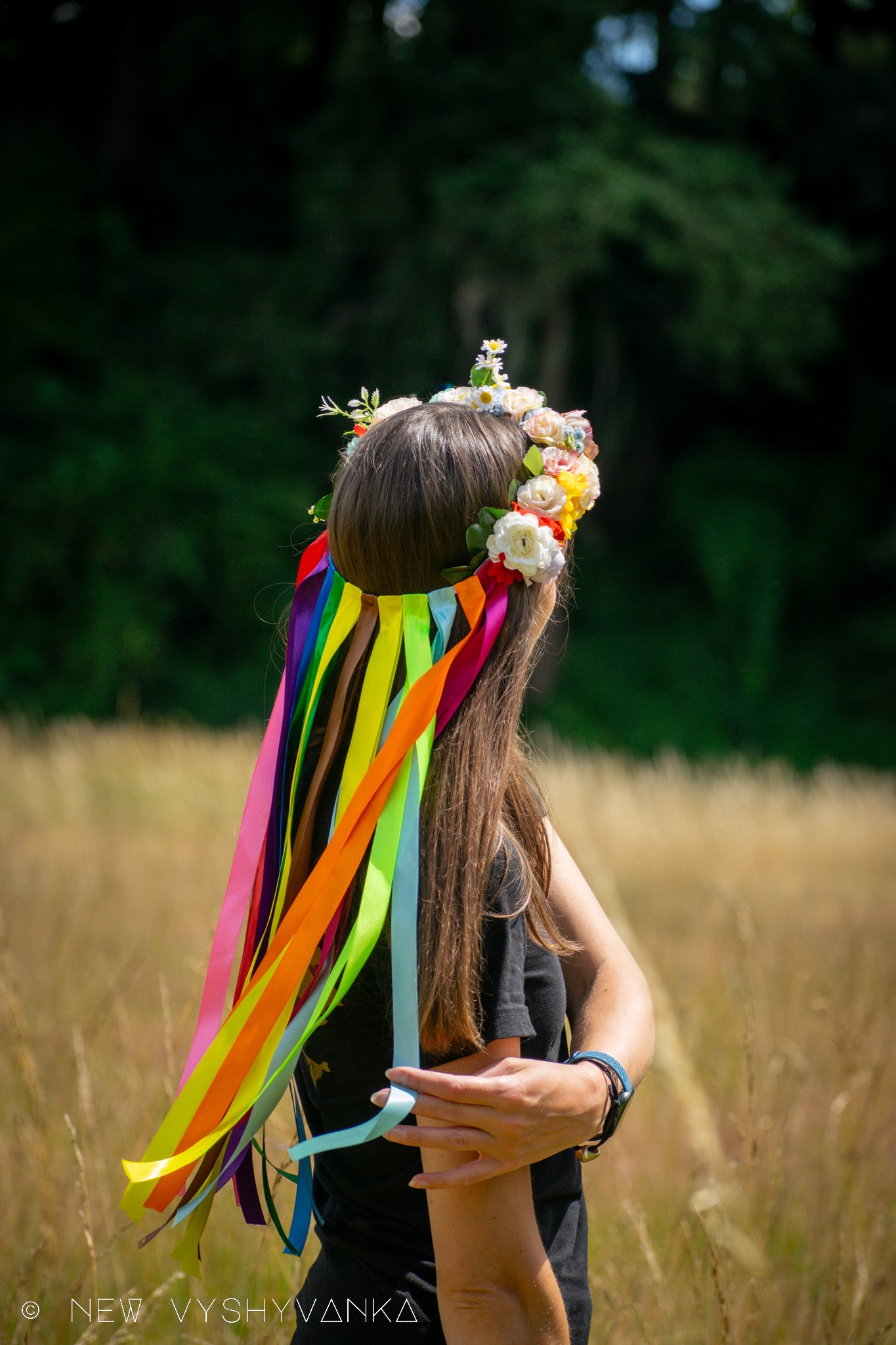 Traditional Flower Crown with Ribbons Ukrainian Vinok