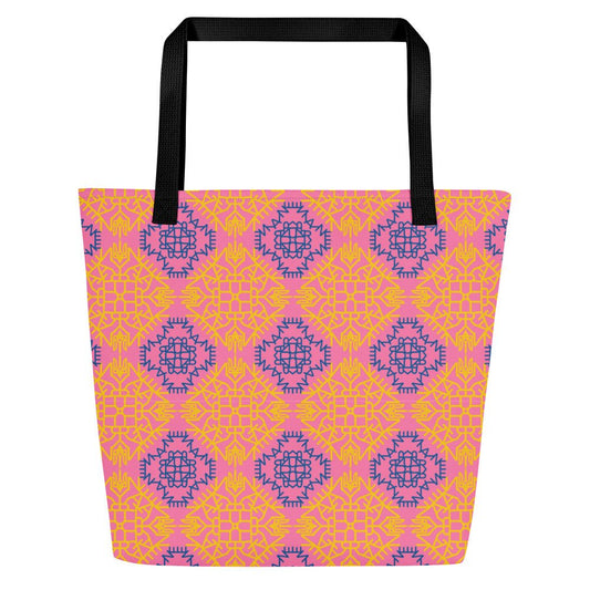 Ukraine All-Over Print Large Tote Bag with Pocket