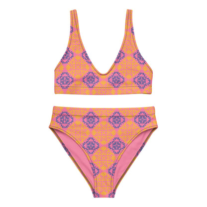 Ukraine Pattern Print Recycled high-waisted bikini