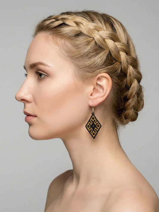 Ember Rhombus Beaded Earrings