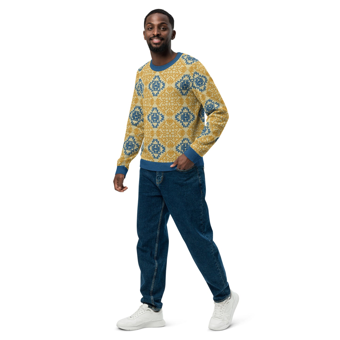 Ukraine Pattern Knitted crew neck sweater