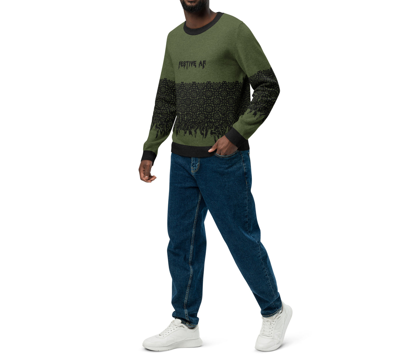 Festive AF Knitted crew neck sweater