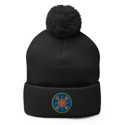 Kyiv Embroidered Pom-Pom Beanie