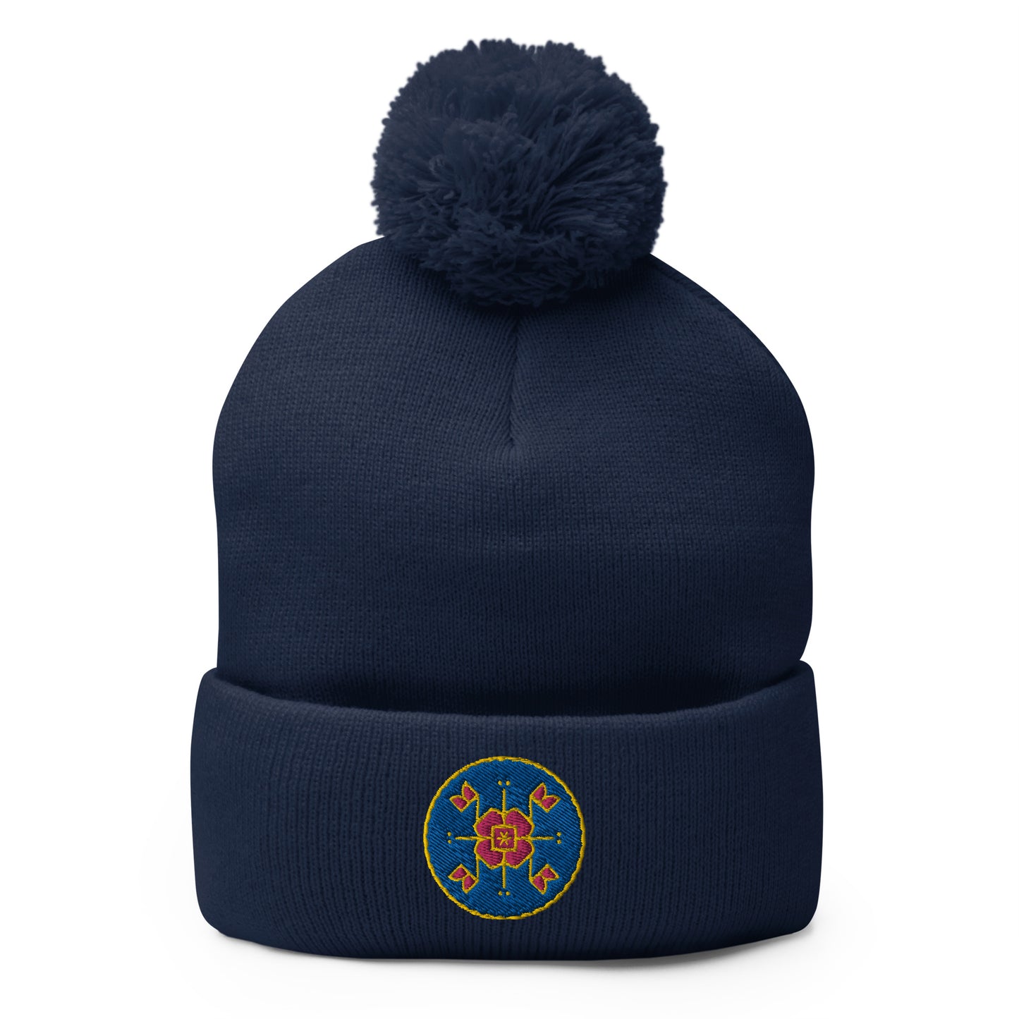 Kyiv Embroidered Pom-Pom Beanie