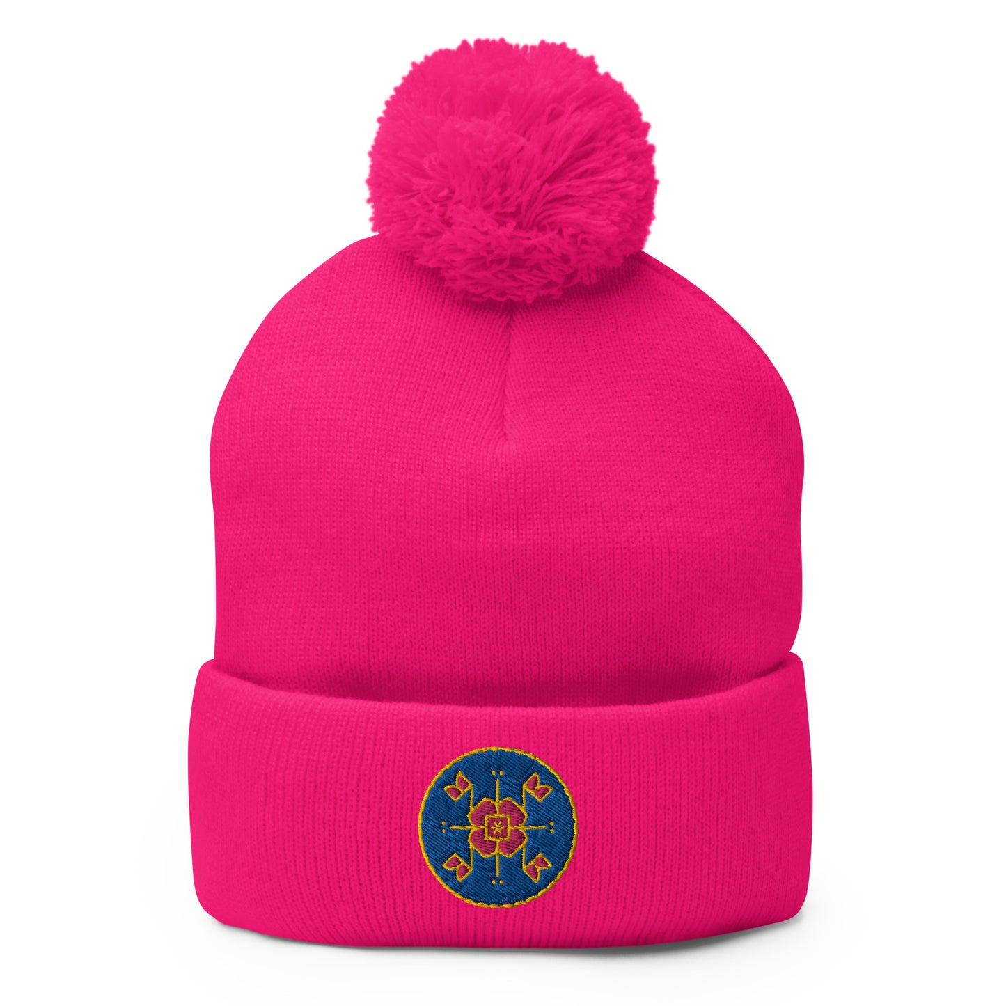 Kyiv Embroidered Pom-Pom Beanie