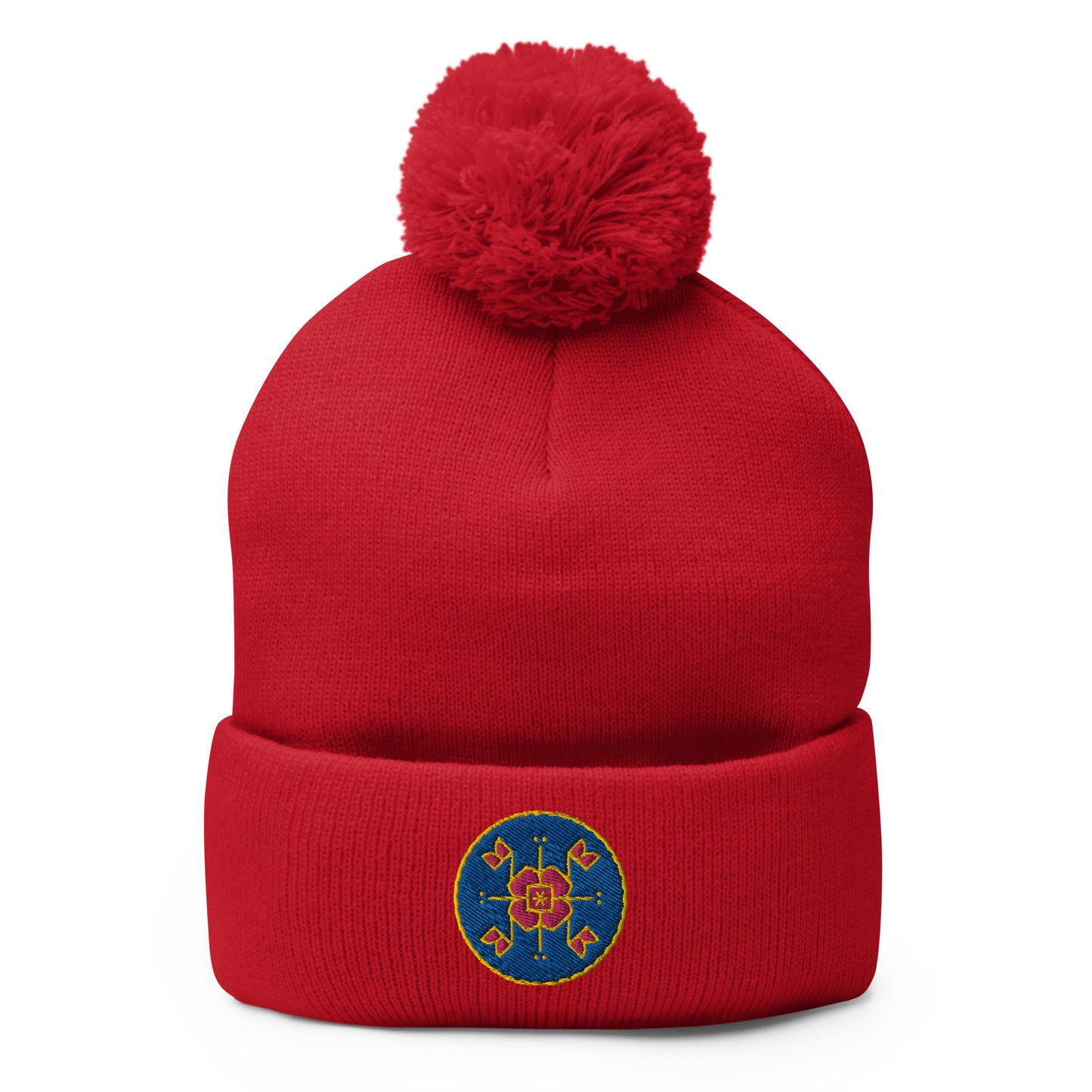 Kyiv Embroidered Pom-Pom Beanie