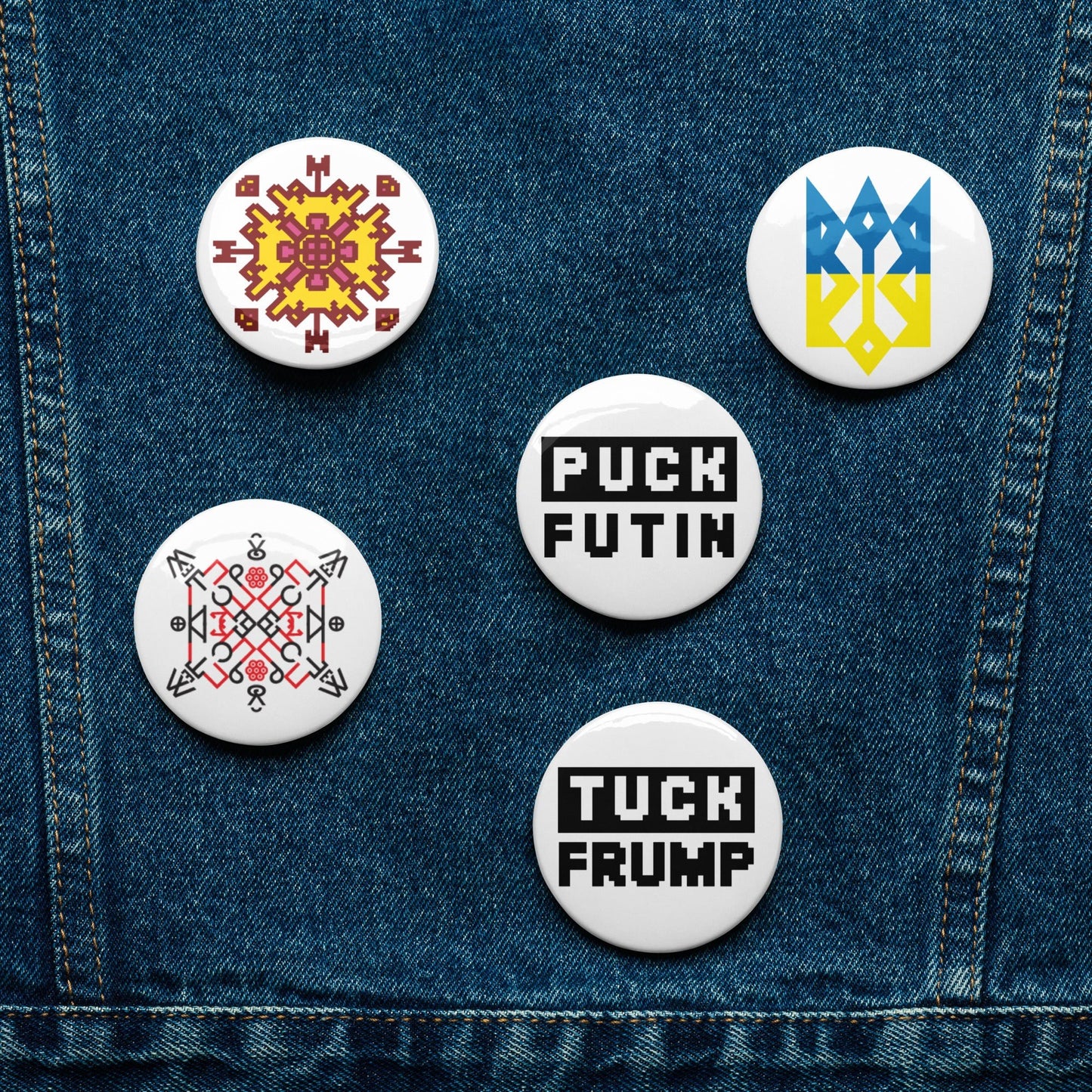 Anti-Trump and Putin Set of 5 large pin buttons