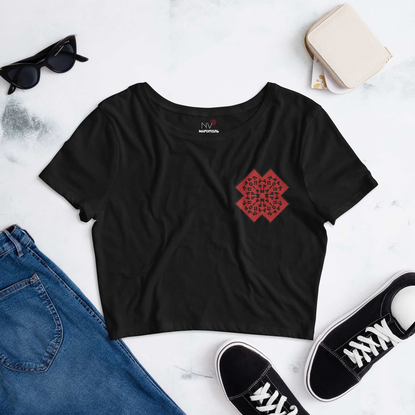 Mariupol Embroidered Women's Crop Tee