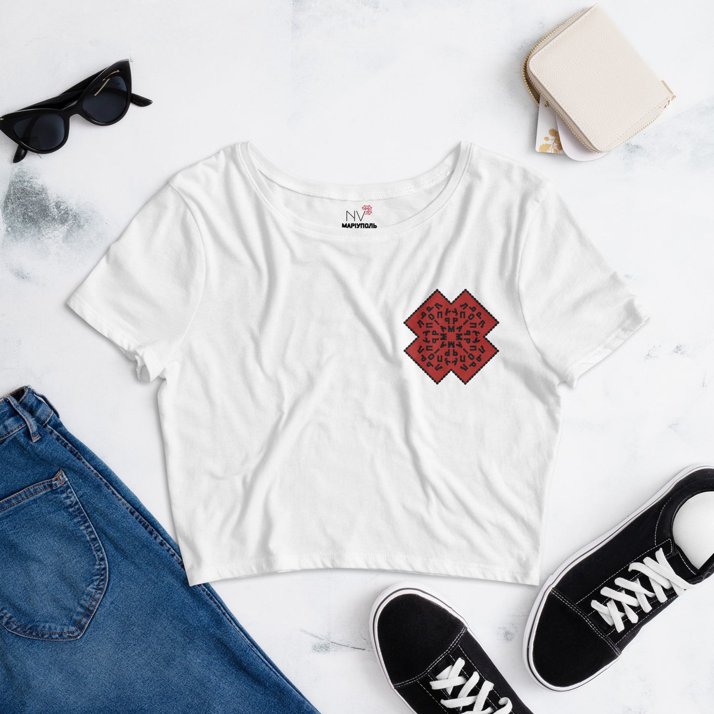 Mariupol Embroidered Women's Crop Tee