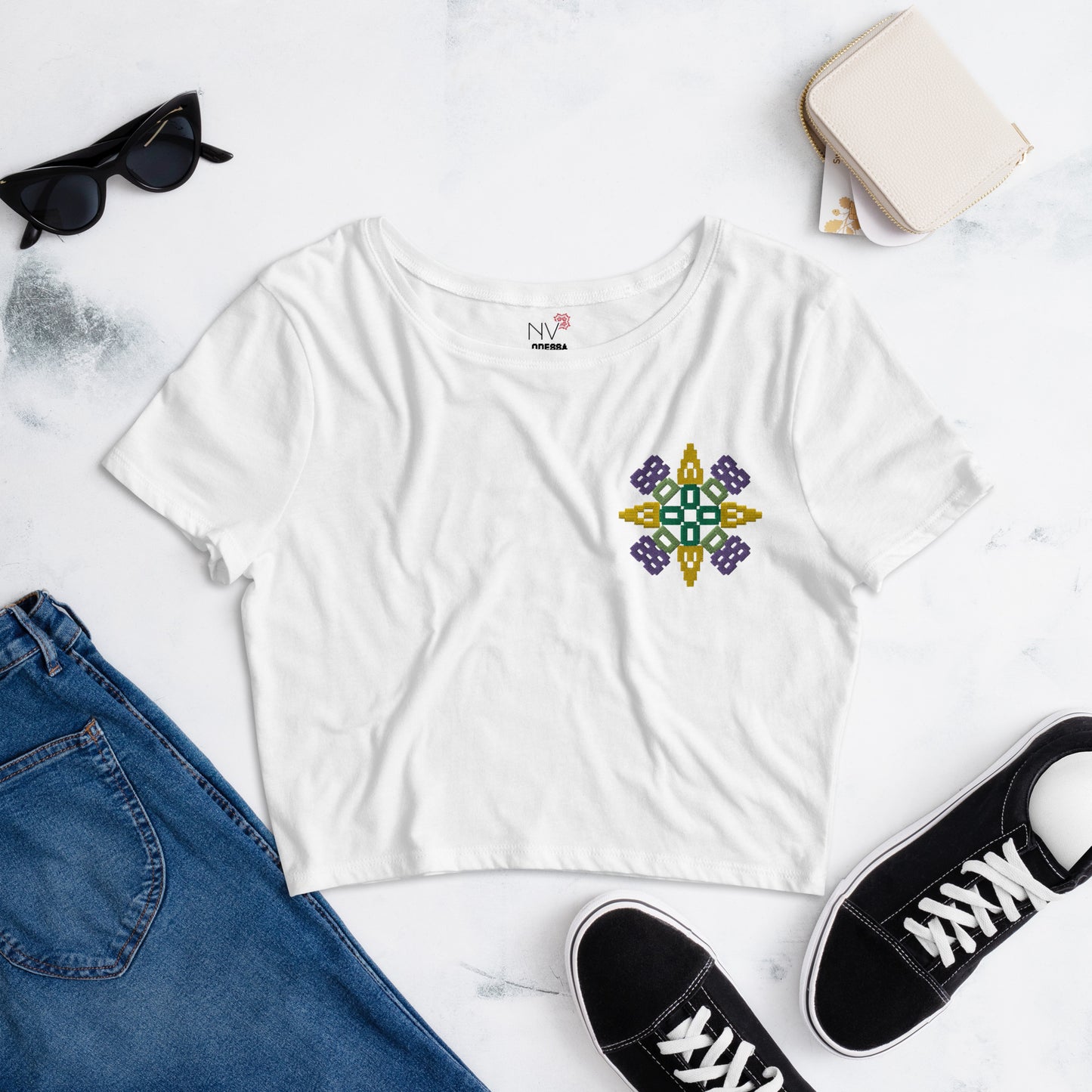 Odesa Embroidered Women's Crop Tee