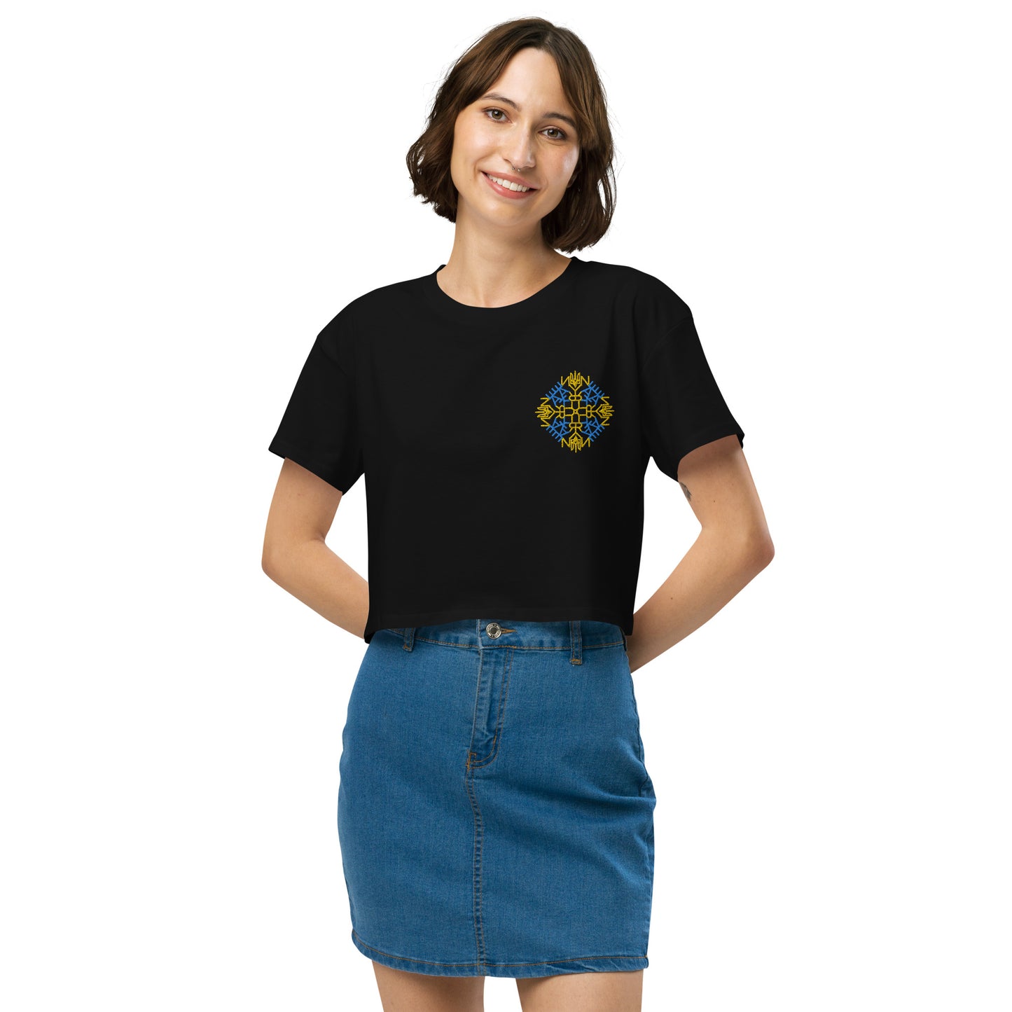 Ukraine Embroidered Women's Relaxed Crop Tee