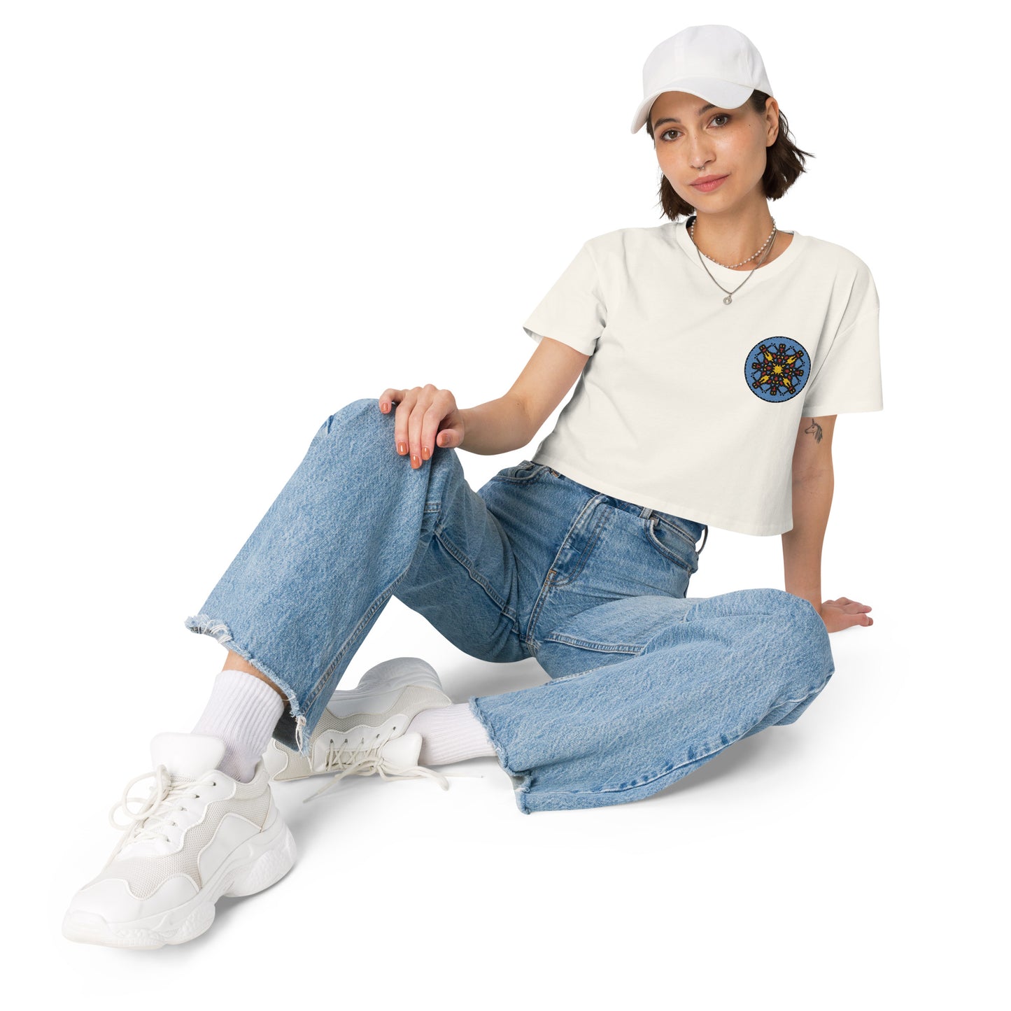 Mykolaiv Embroidered Women's Relaxed Crop Tee