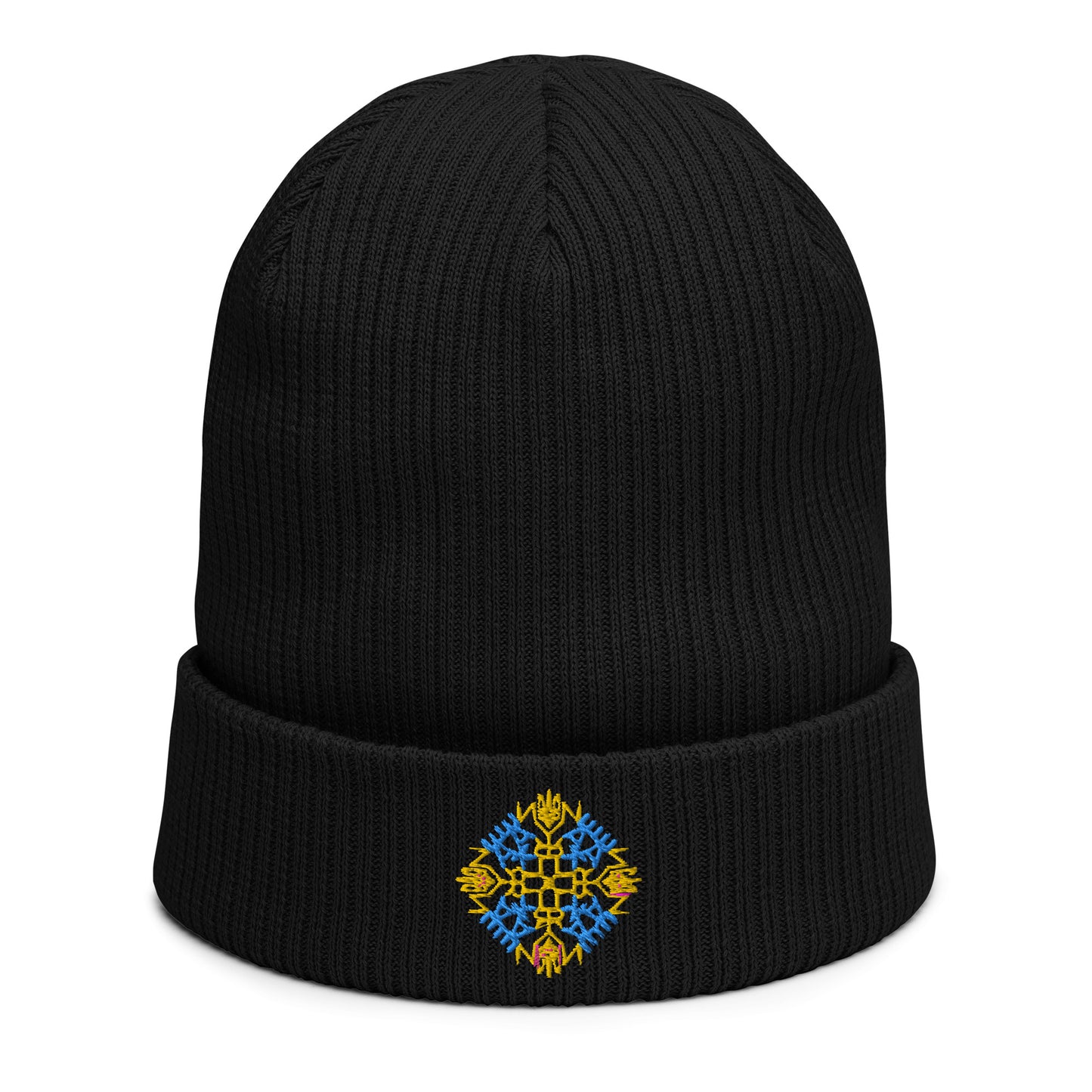 Ukraine Embroidered Organic ribbed beanie