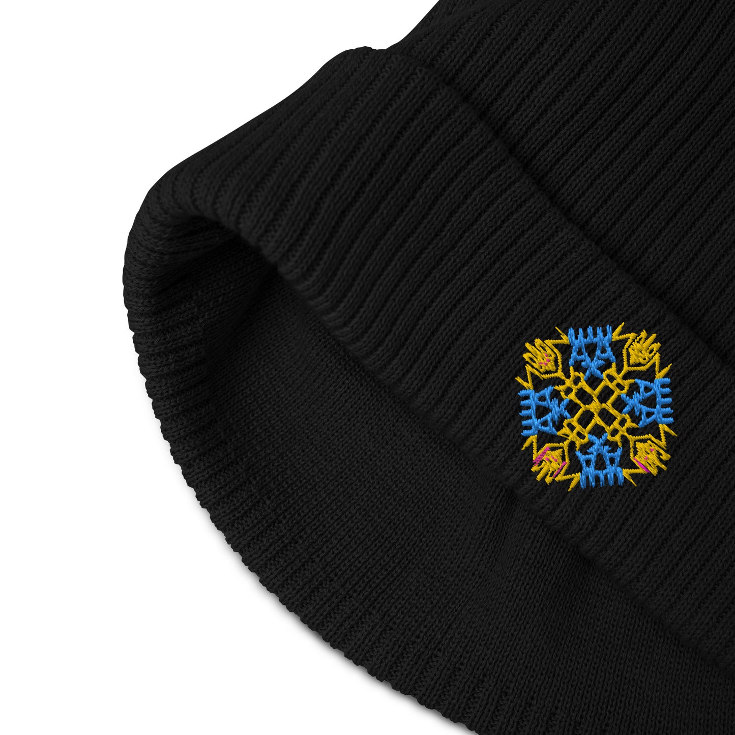 Ukraine Embroidered Organic ribbed beanie