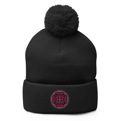 Kherson Embroidered Pom-Pom Beanie