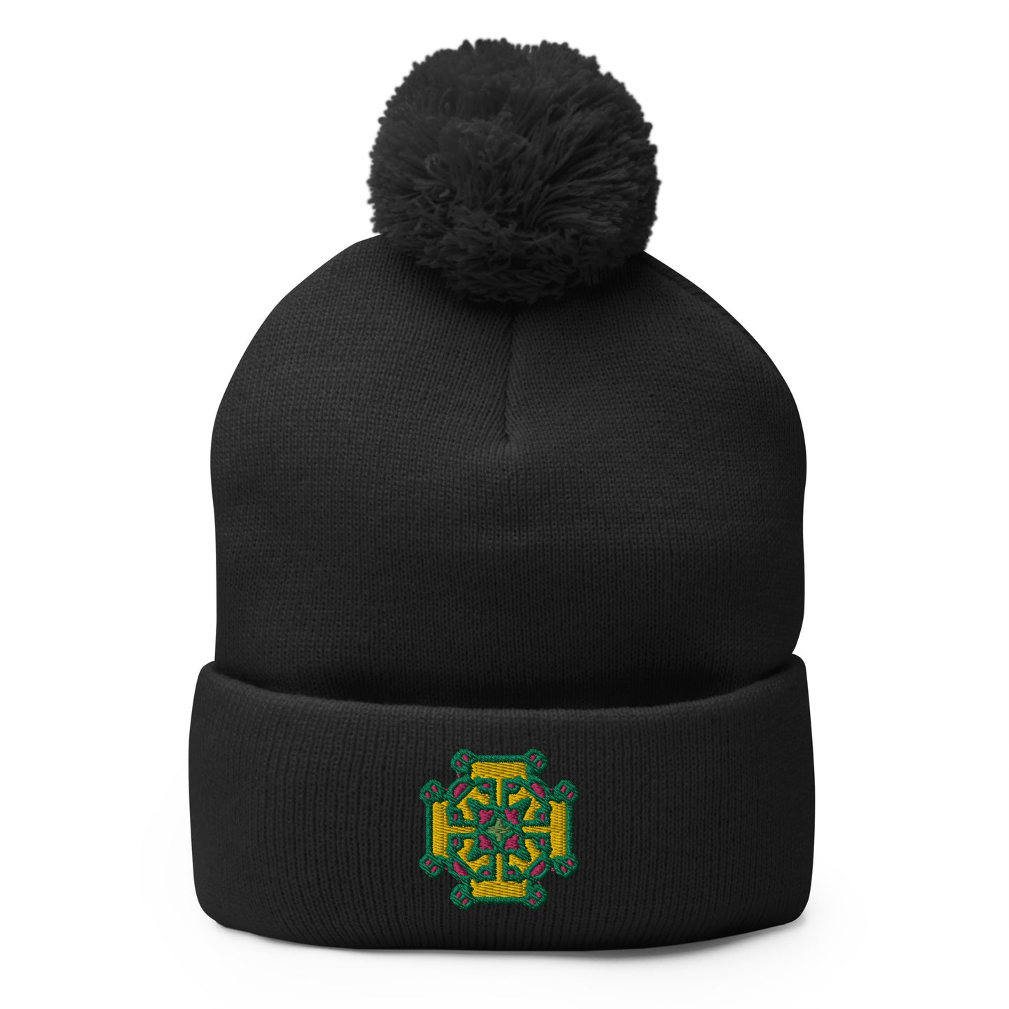 Kharkiv Embroidered Pom-Pom Beanie