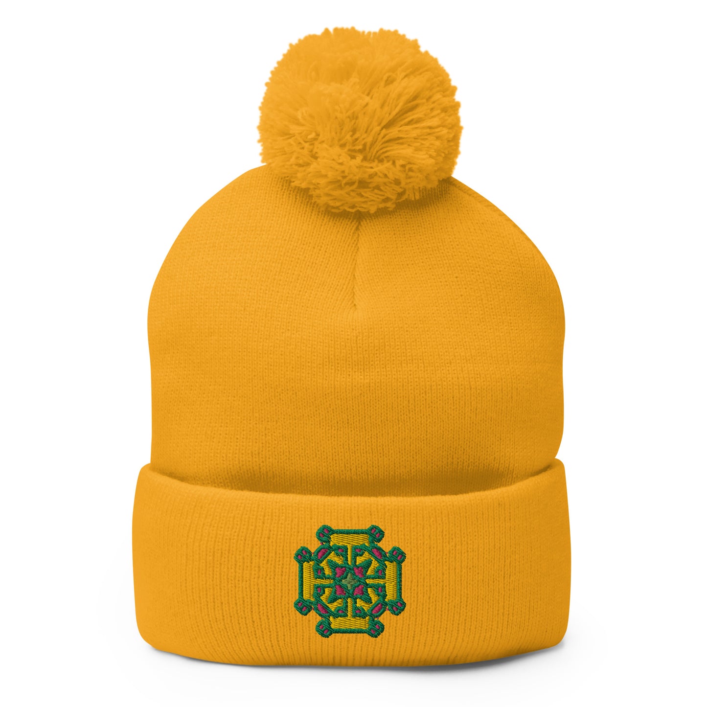 Kharkiv Embroidered Pom-Pom Beanie