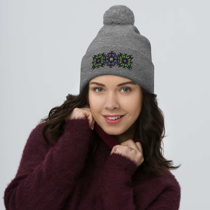 Witchy B!tc# Embroidered Pom-Pom Beanie
