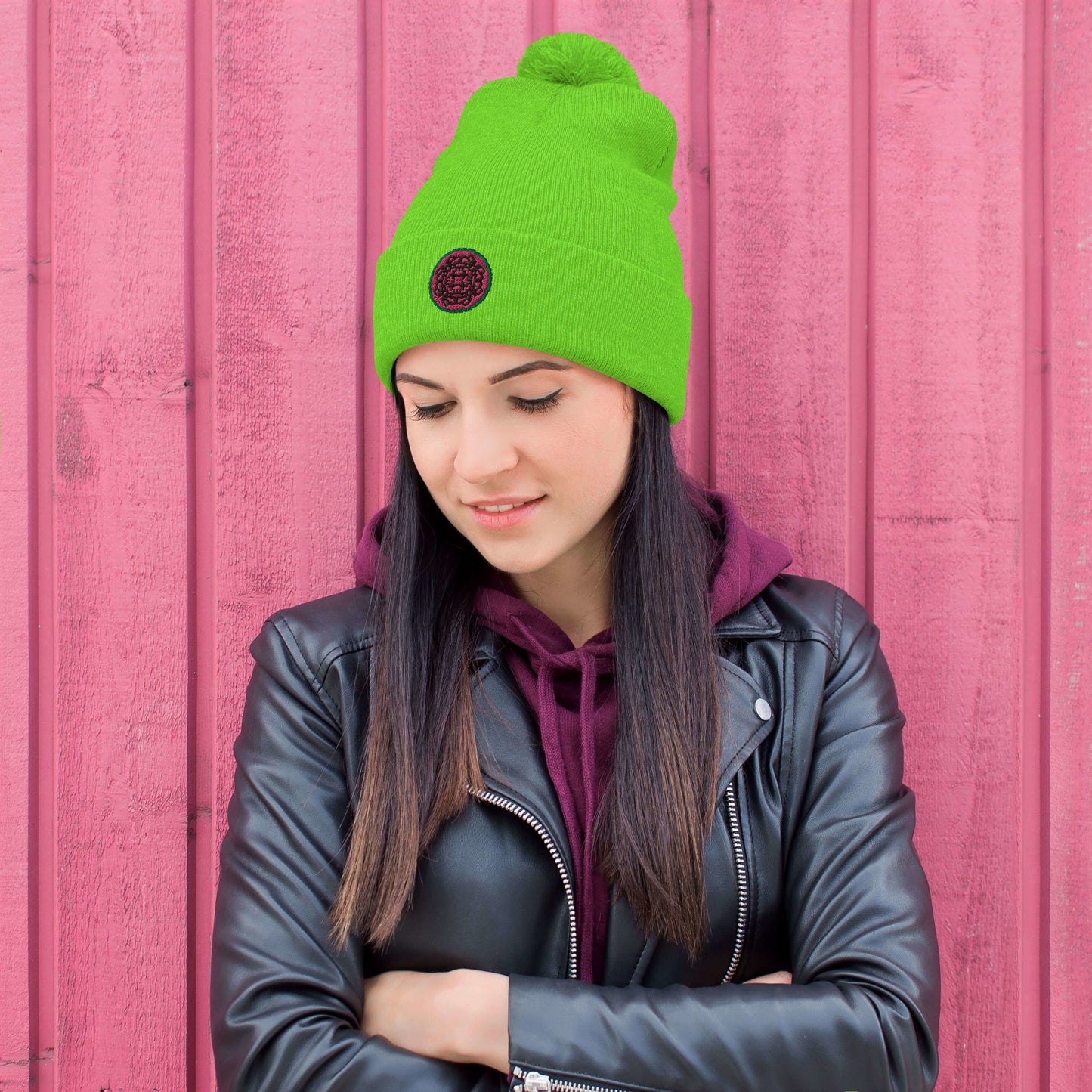 Kherson Embroidered Pom-Pom Beanie