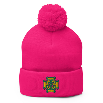 Kharkiv Embroidered Pom-Pom Beanie