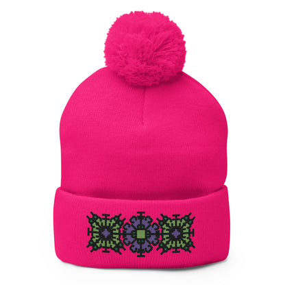 Witchy B!tc# Embroidered Pom-Pom Beanie