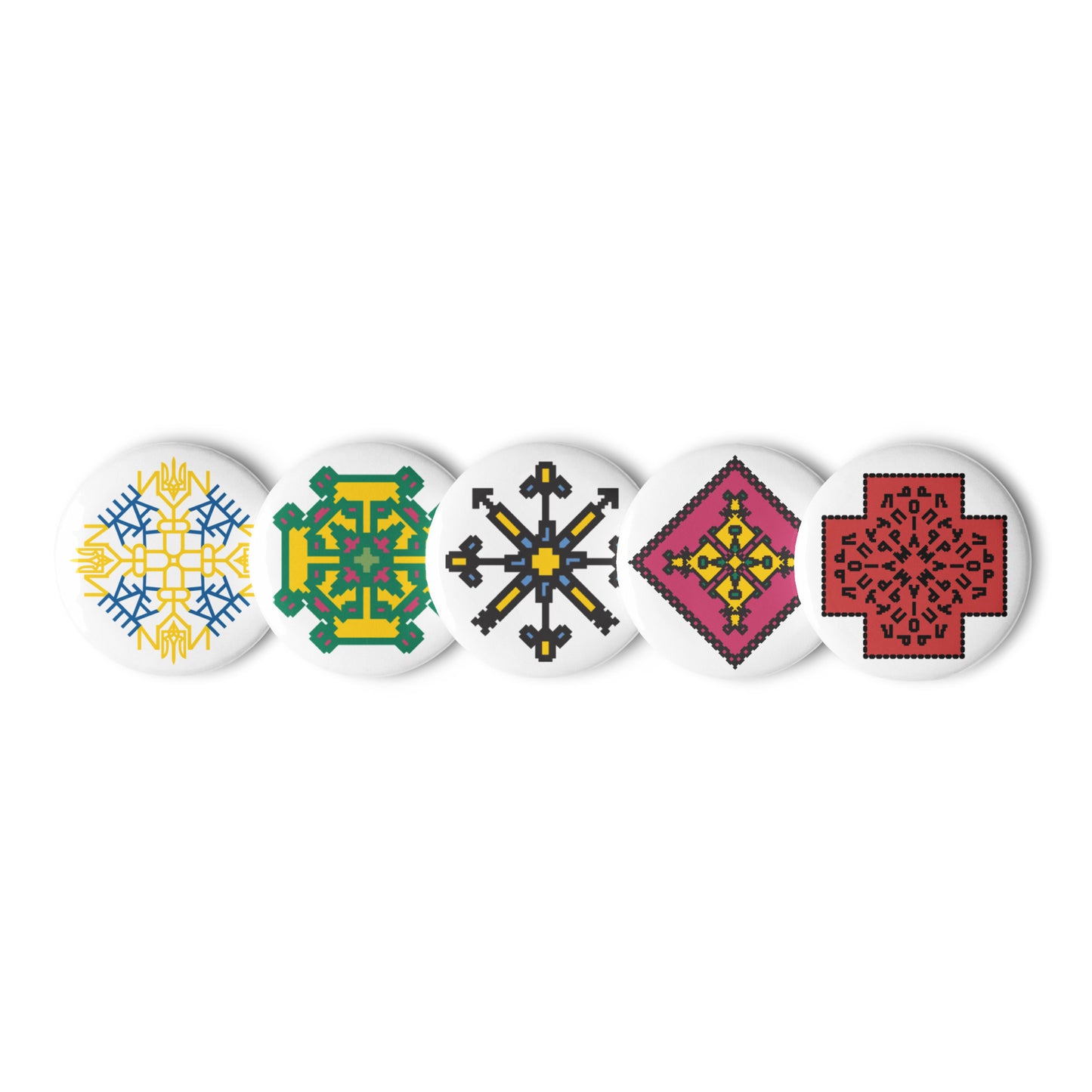 Ukrainian Cities Mariupol, Zaporizhzhia, Kharkiv, Dnipro, and Ukraine, Set of 5 small pin buttons