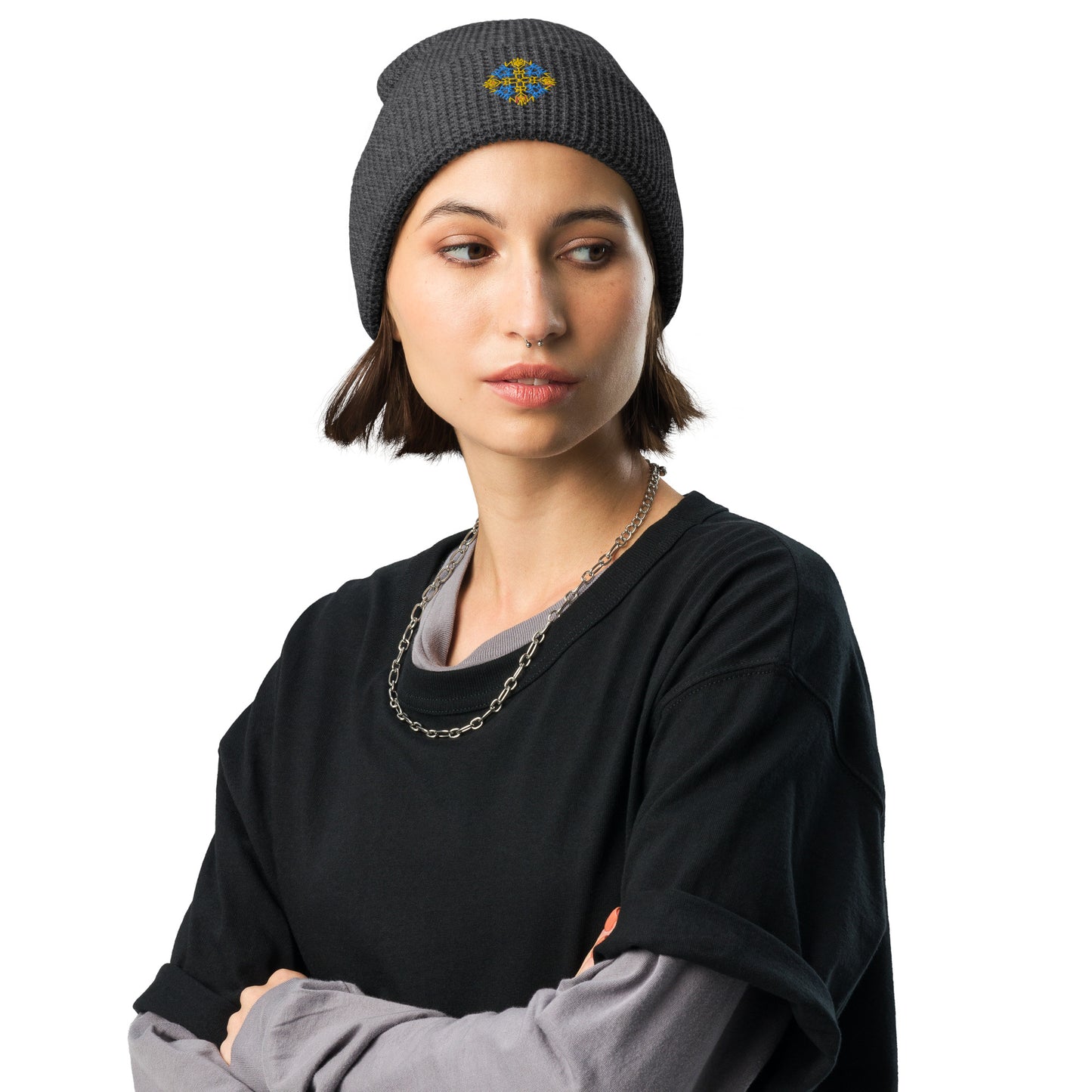 Ukraine Embroidered Waffle beanie